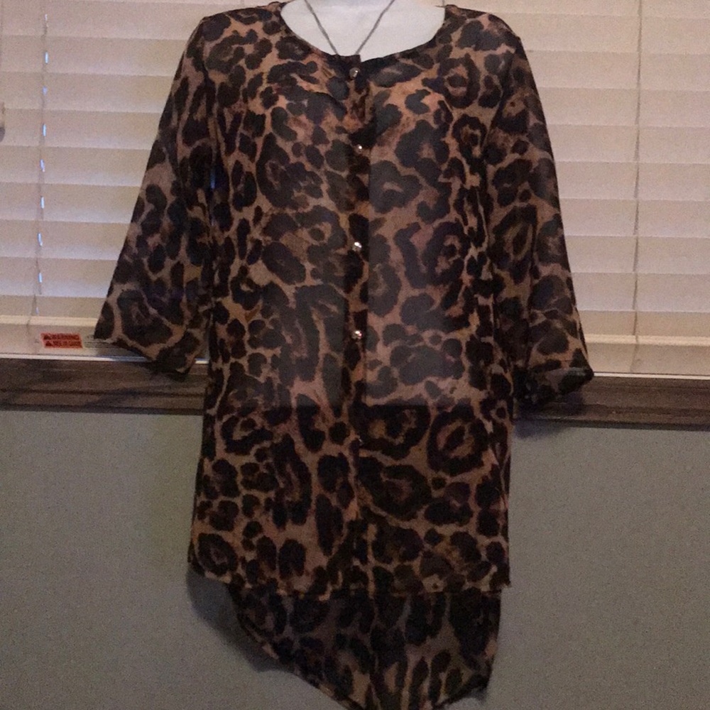 Sheer Leopard Print Top - Picture 2 of 2